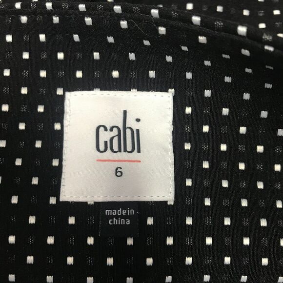 CAbi #5175 Polka Dot Black Trousers Womens 6 Flat Front Skinny Leg Mid Rise - Picture 7 of 13